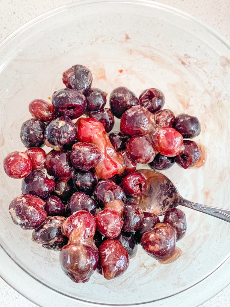 cherry mixture getting mixed together