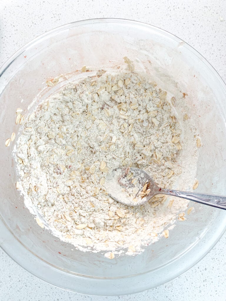 dry ingredients incorporated for sourdough cobbler topping