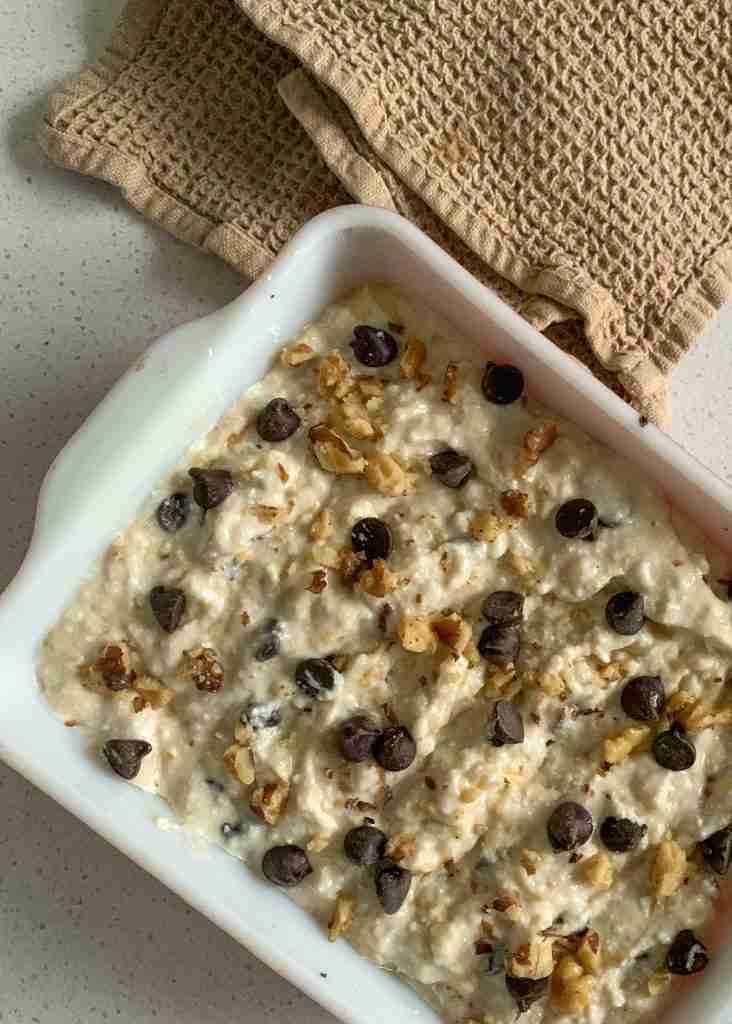 freshly baked Banana Chocolate Chip Bread Pudding