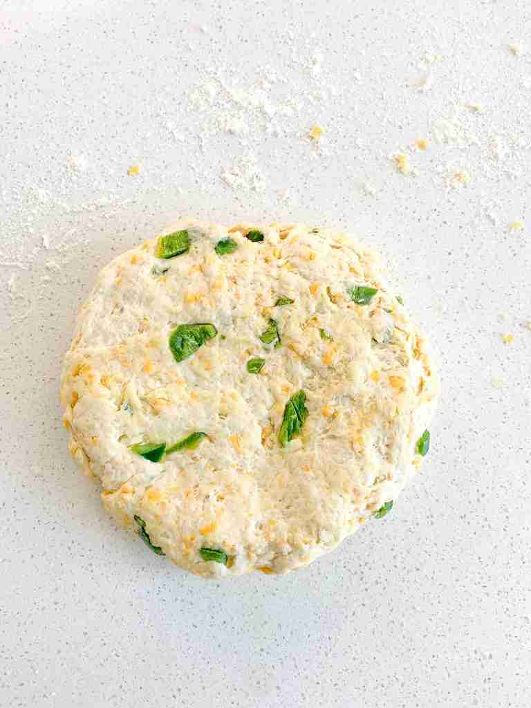 scone dough shaped into a disk