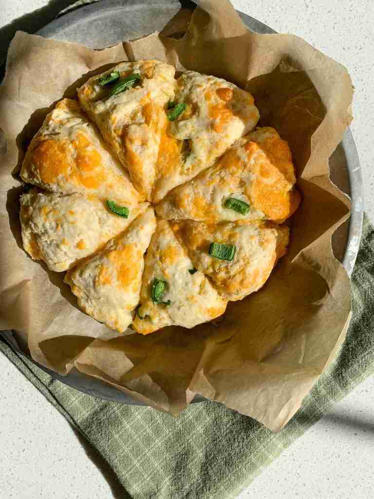 pie pan with scones in it 