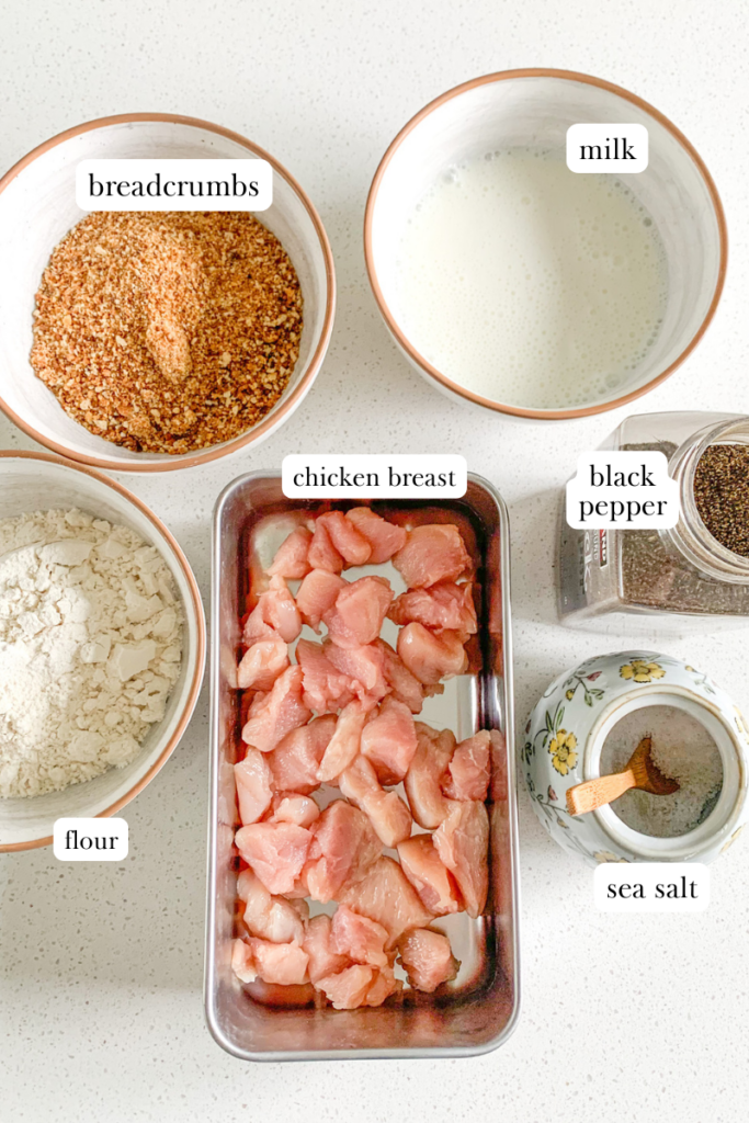 labeled ingredients for Nashville hot chicken nuggets