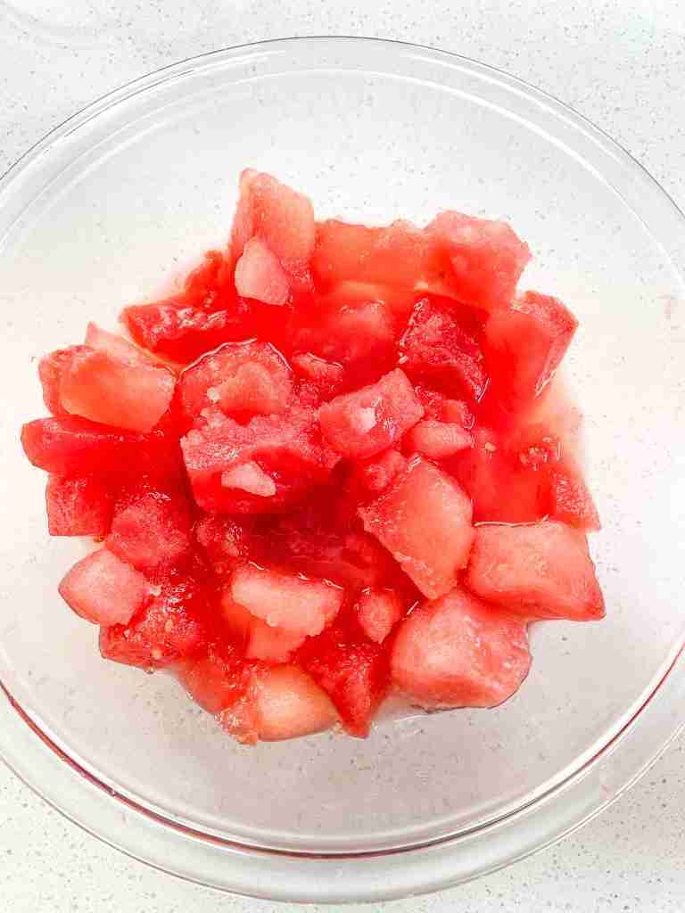 watermelon cut into cubes