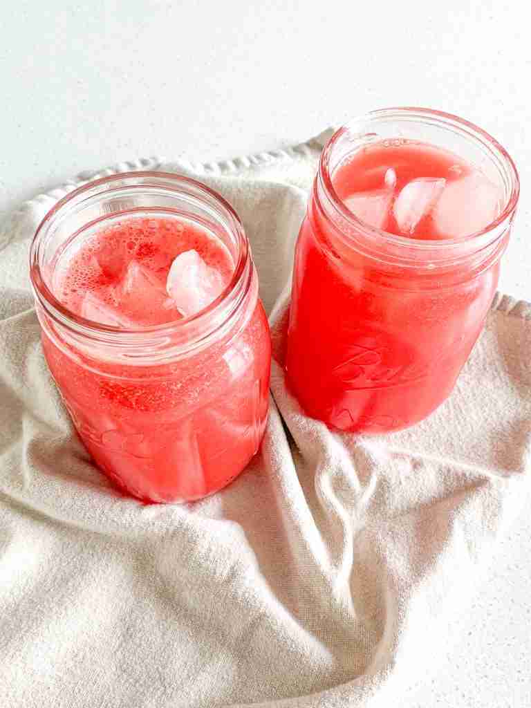 freshly made watermelon lemonade in a pitcher