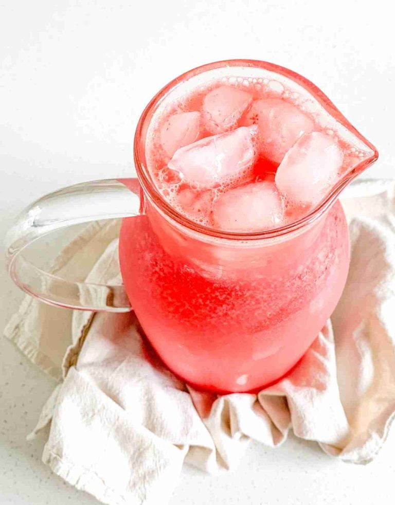 freshly made watermelon lemonade in a pitcher