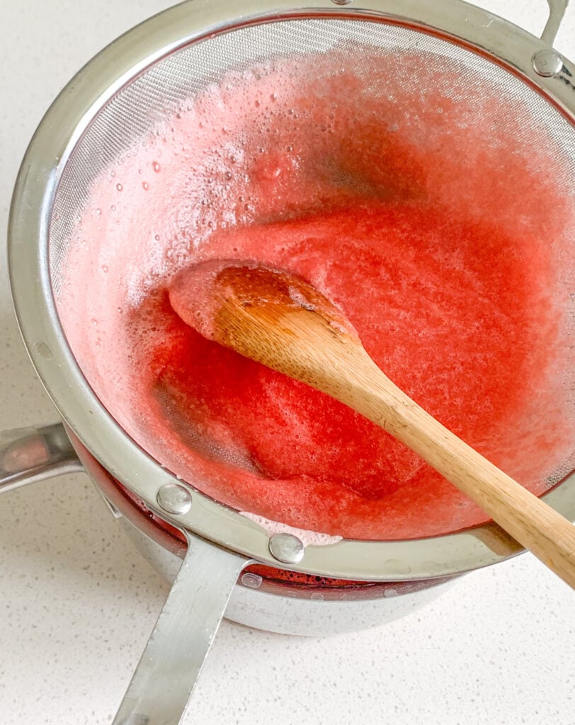 watermelon juice getting strained