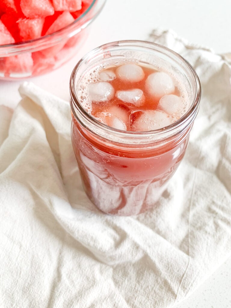 freshly made and poured iced watermelon tea