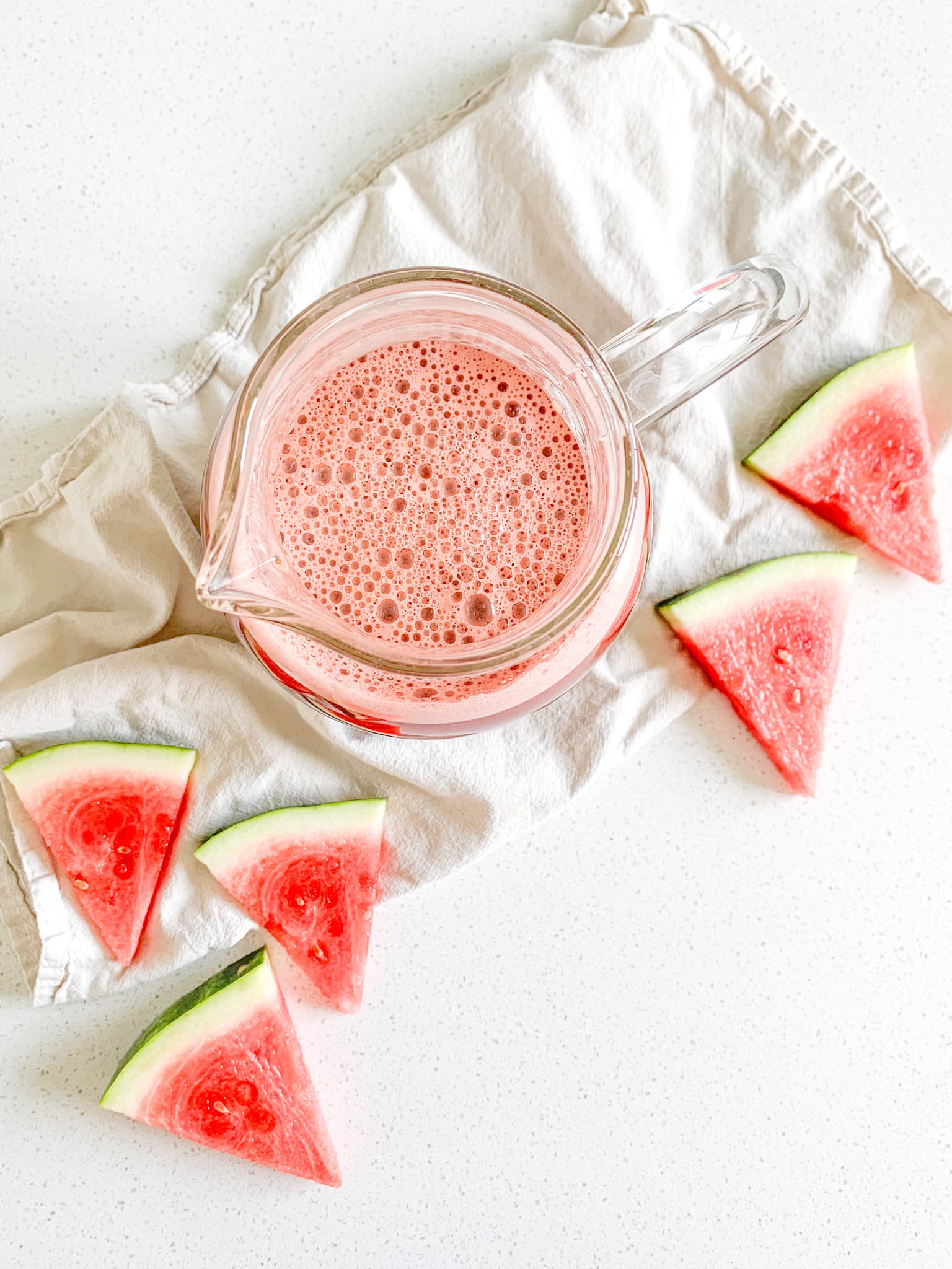 freshly made pitcher of iced watermelon tea