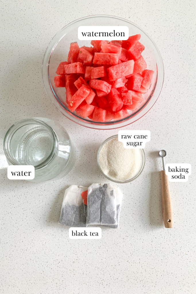 iced watermelon tea labeled ingredients