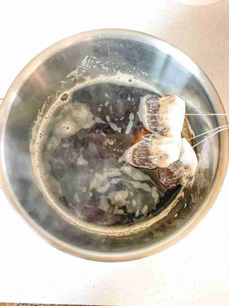 tea bags steeping in water