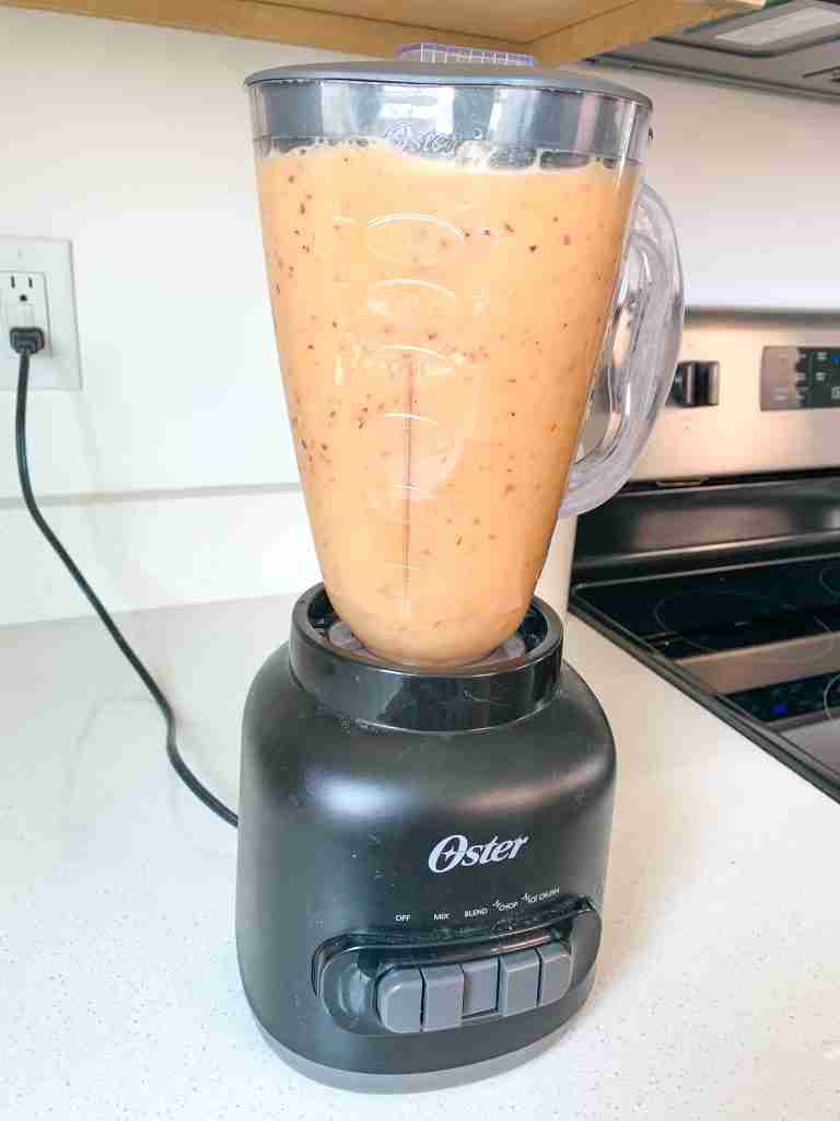 blending peaches in a blender