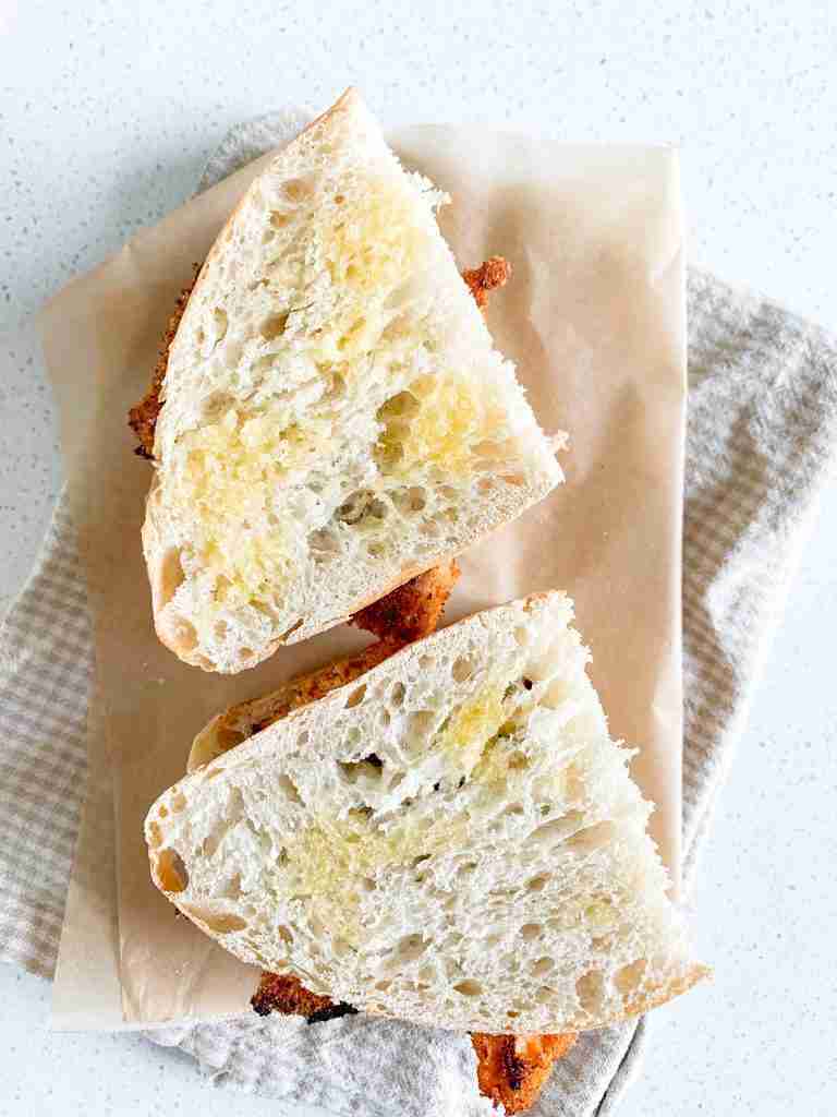 sandwich on a piece of parchment