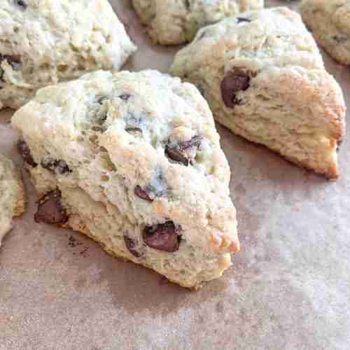 Golden brown sourdough scones with chocolate chips