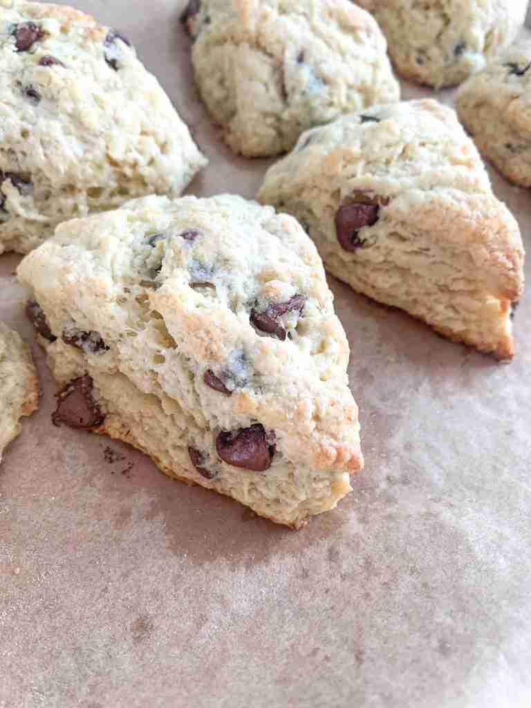Golden brown sourdough scones with chocolate chips