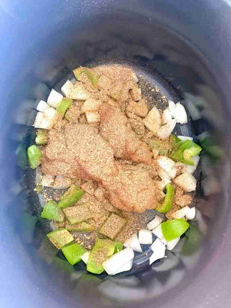 seasoning added to fajita slow cooker