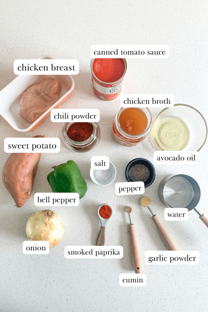 labeled ingredients for crockpot chicken enchilada soup