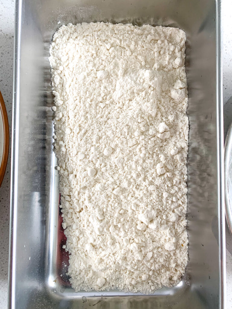 flour in a pan for breading