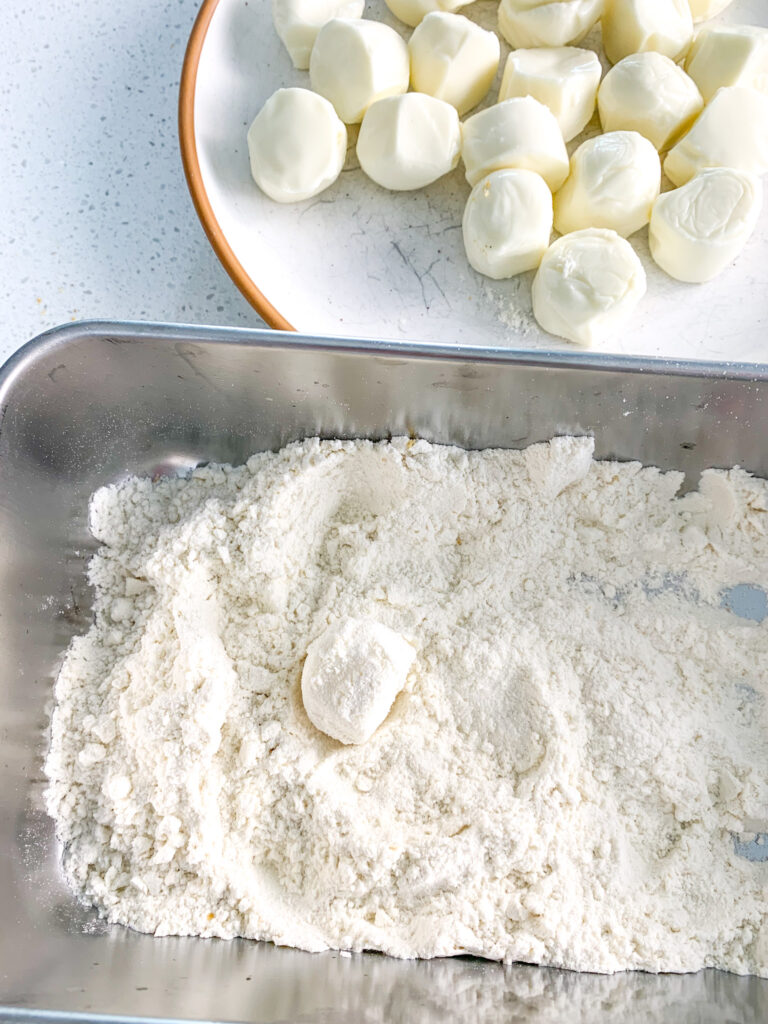 coating mozzarella in flour