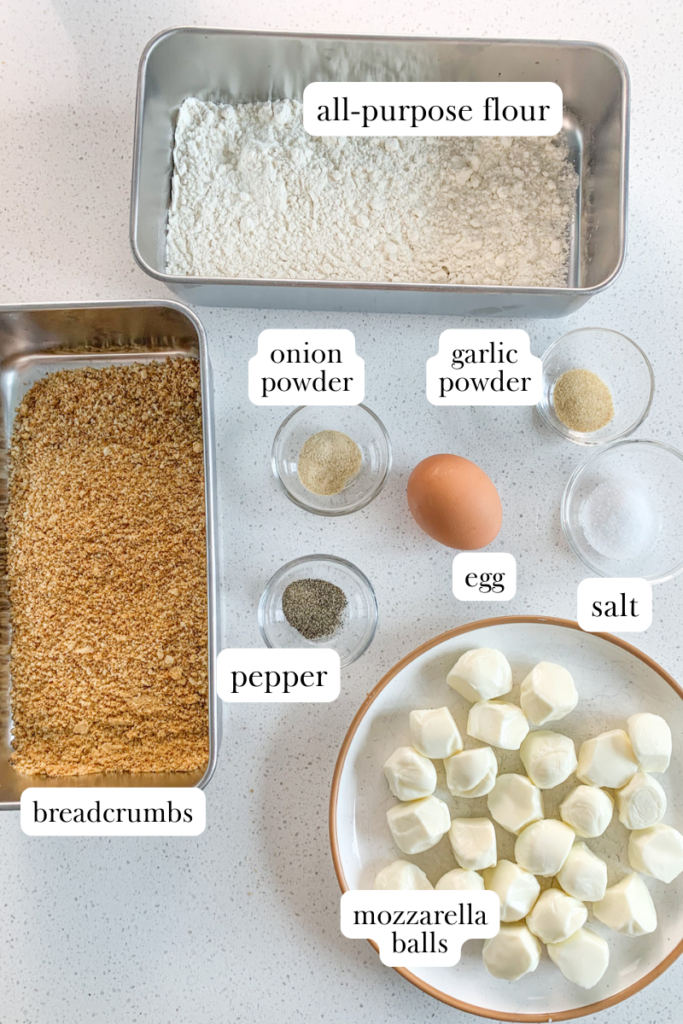 baked mozzarella balls labeled ingredients