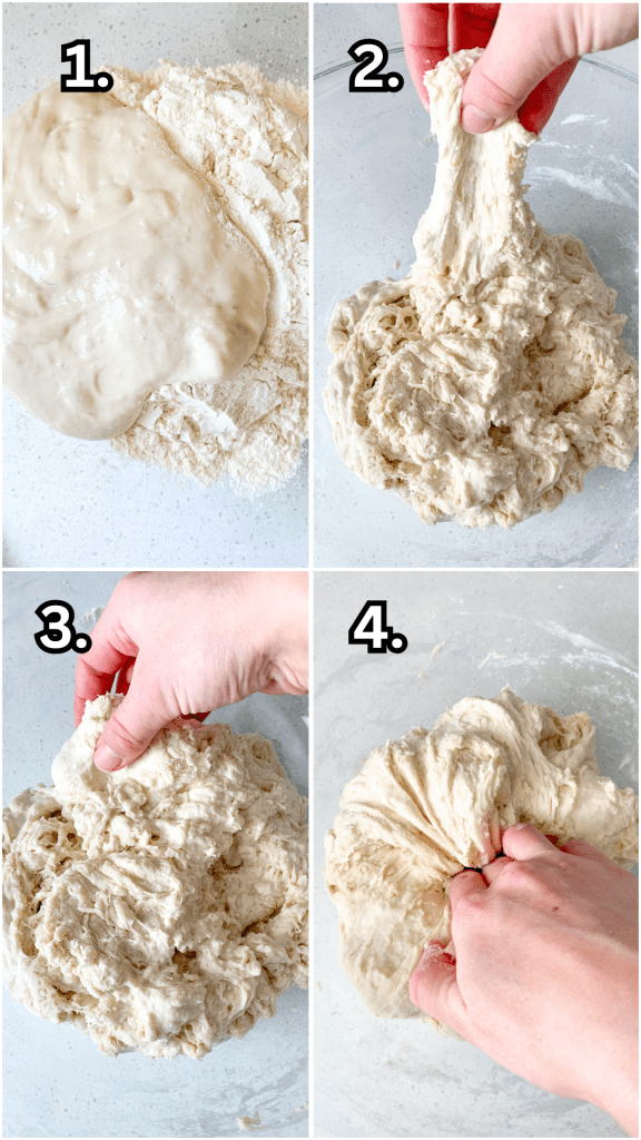 4 steps to stretch and fold sourdough dough