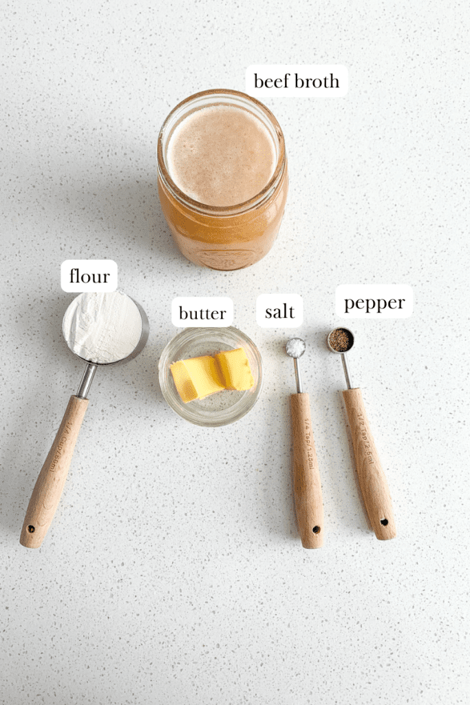 labeled ingredients for homemade brown gravy