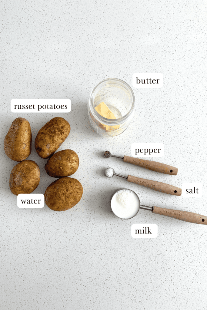 labeled ingredients for mashed potatoes