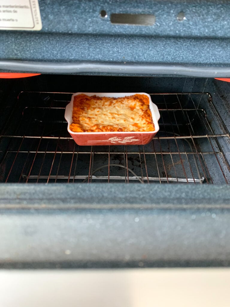 broiling cheese on top of million dollar spaghetti