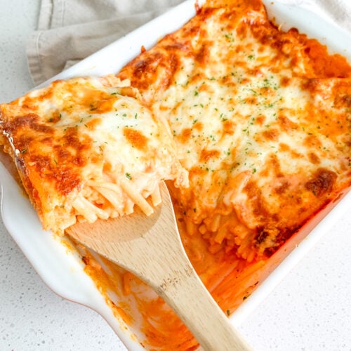 freshly baked million dollar spaghetti