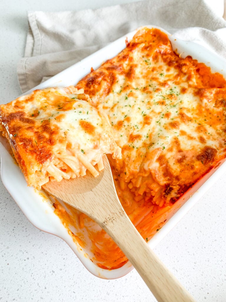 freshly baked million dollar spaghetti