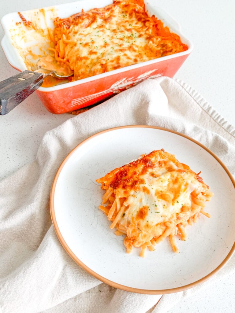 freshly baked million dollar spaghetti