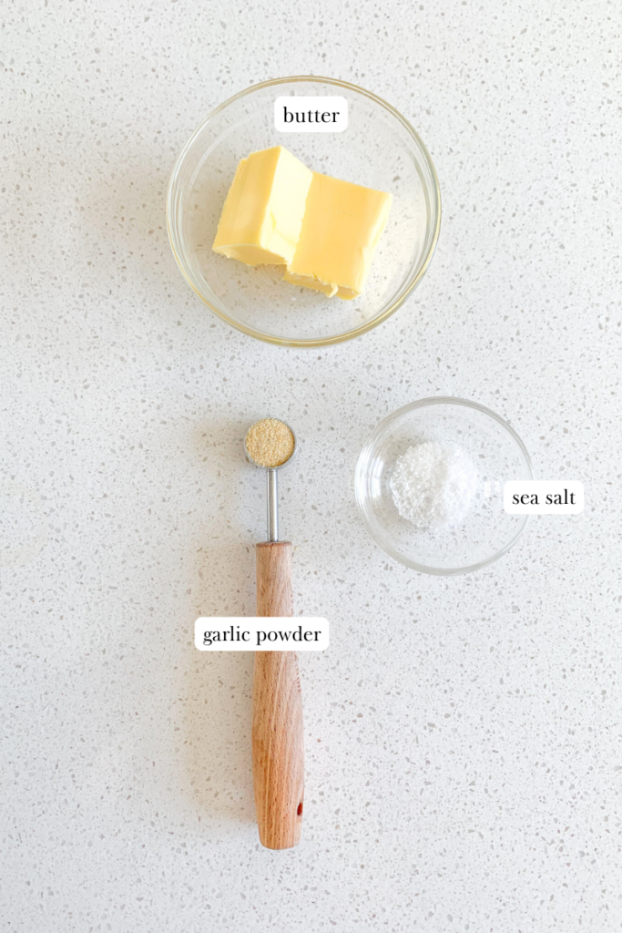 homemade garlic butter labeled ingredients