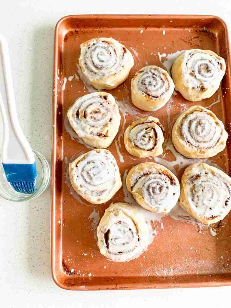 cinnamon rolls just brushed with milk