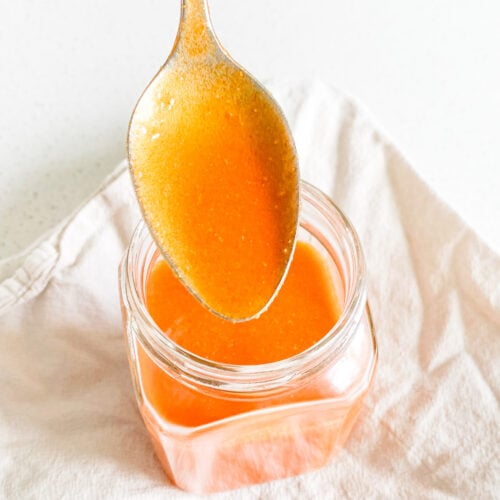 Freshly made homemade buffalo sauce with Frank's red hot