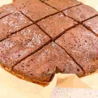 a pan of brownies cut into slices