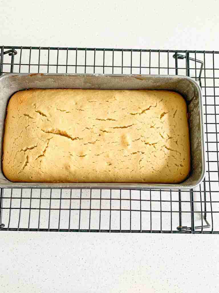 cake cooling on a rack