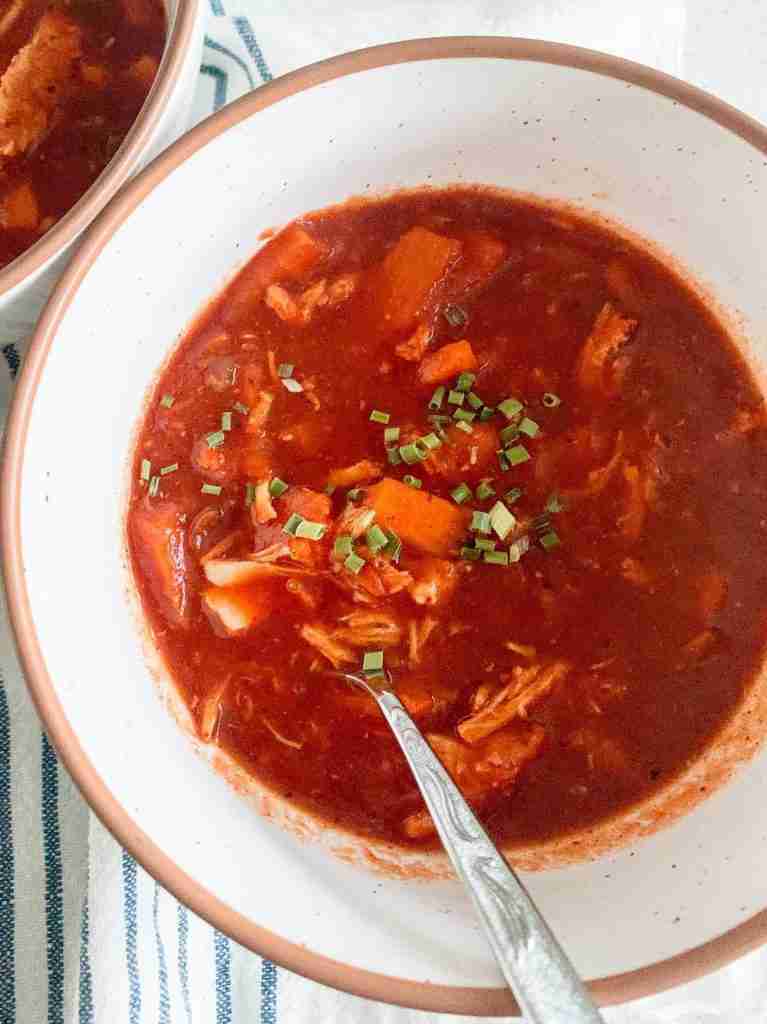 bowl of chicken enchilada soup