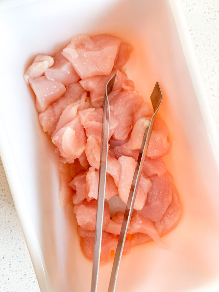 chicken breast sliced into small pieces