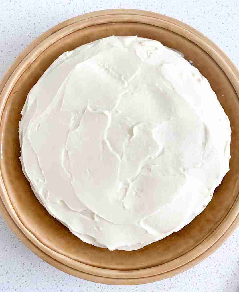 frosted cake on a plate