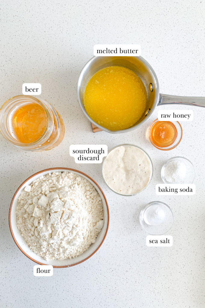 sourdough beer bread labeled ingredients