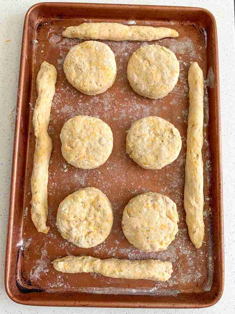 shaped biscuits on a baking sheet
