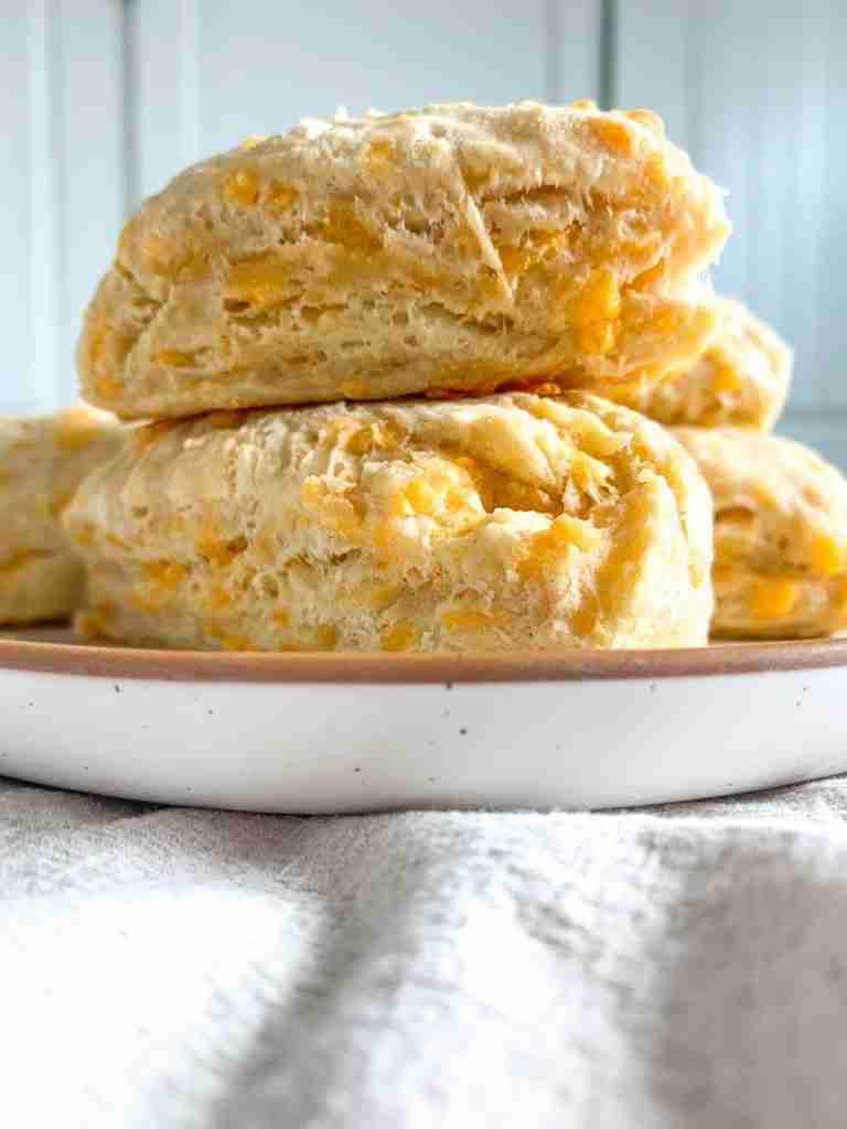 scones stacked on a plate 