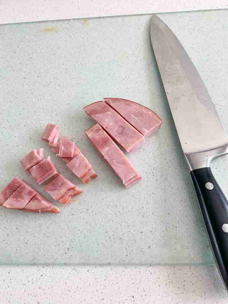 ham being cut into pieces
