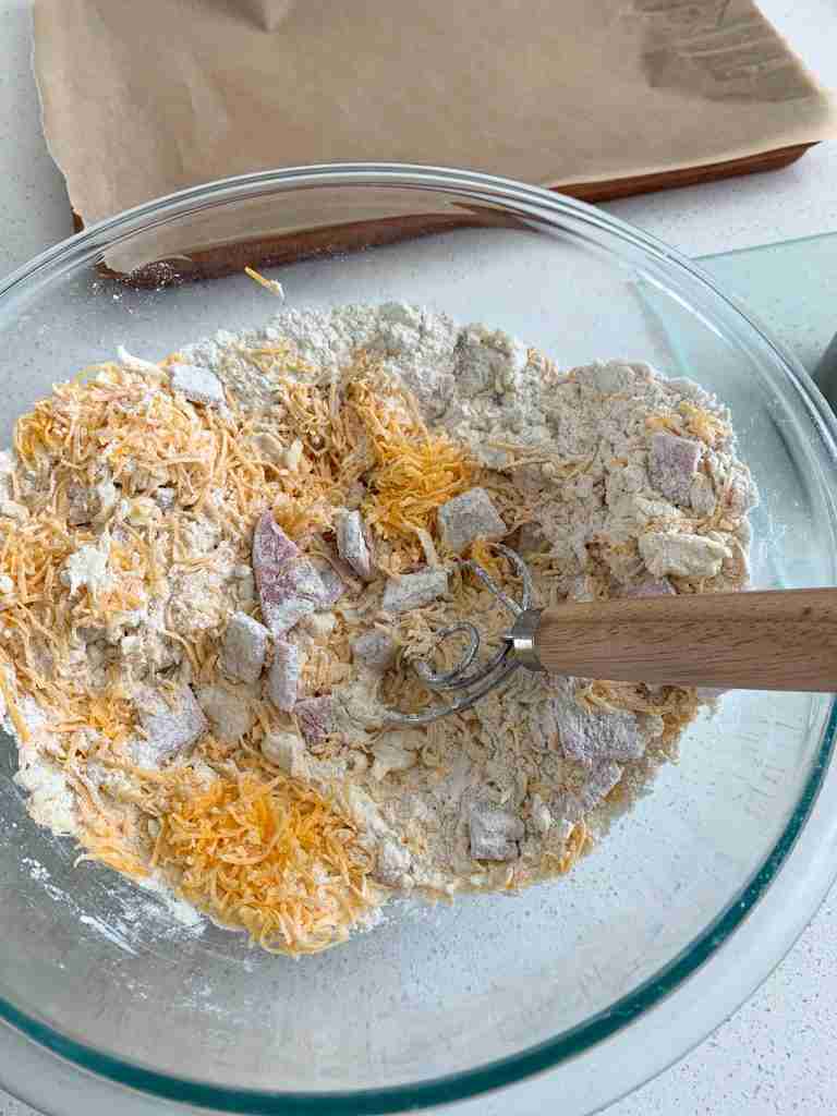 combining ingredients in a bowl 