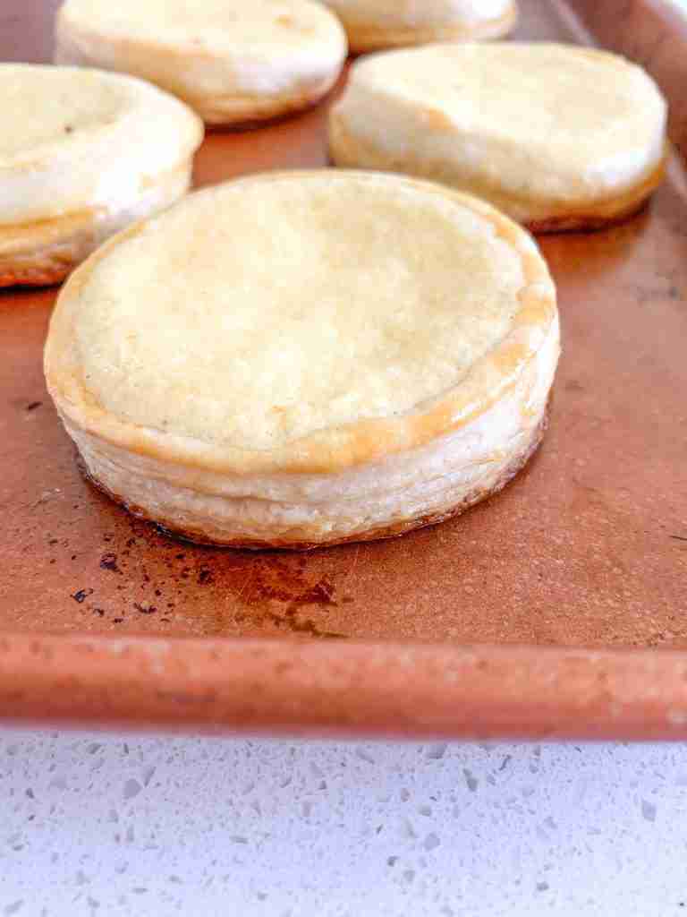 Baked Danish on a baking sheet