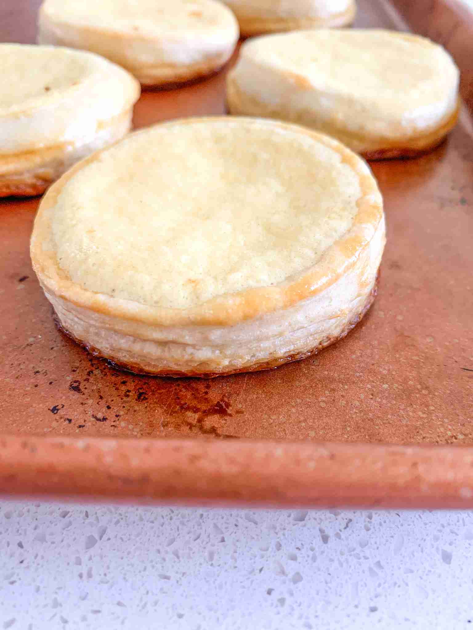 Baked Danish on a baking sheet