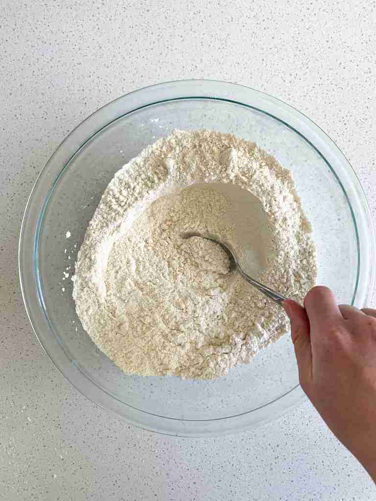 hand mixing dry ingredients