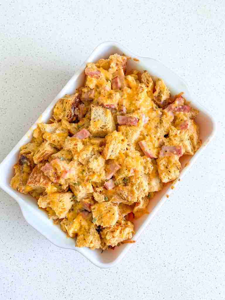 large dish of casserole on a counter top