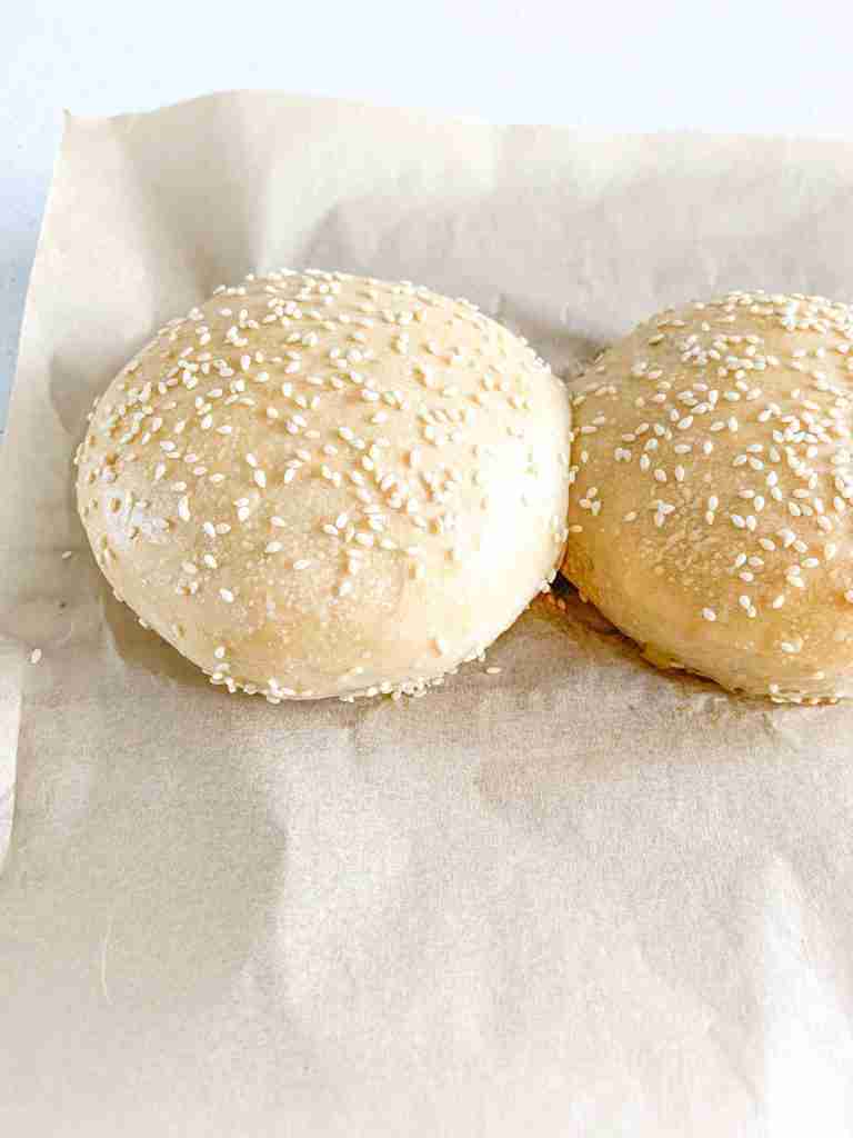 freshly baked sourdough hamburger buns