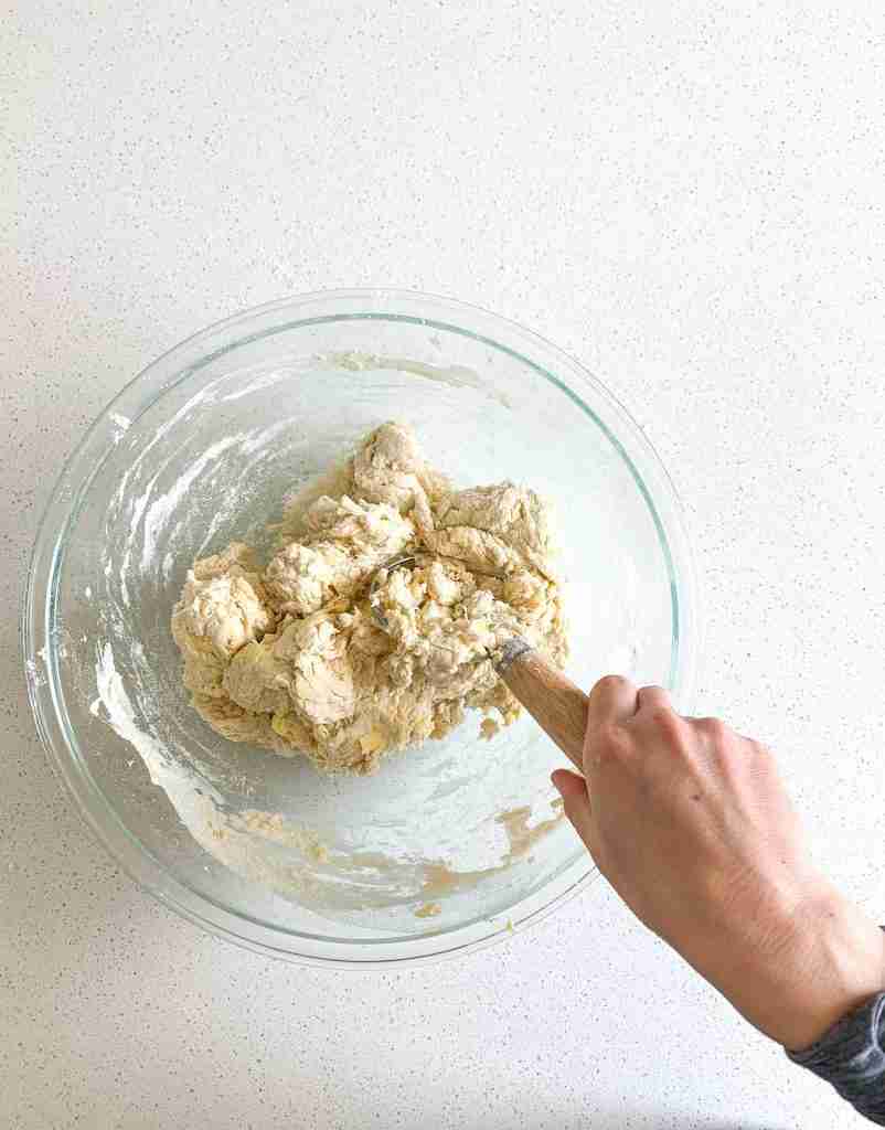 sweet roll dough being mixed