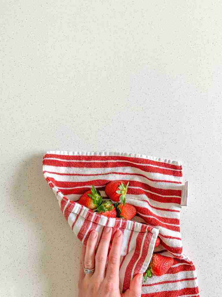 hand drying strawberries
